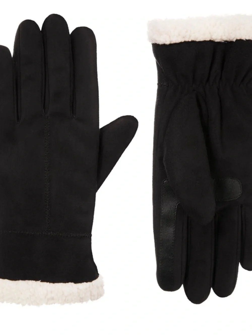 isotoner Black Women's Sherpa Lined Microsuede Glove - Picture 1 of 5